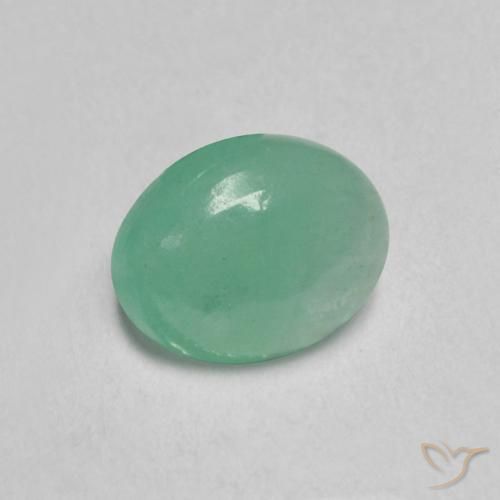 0.57 ct Green Emerald Stone, Natural Emerald in Oval Cabochon Shape for Sale