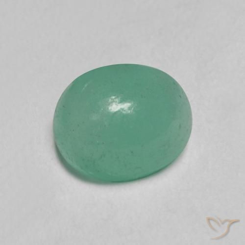 0.65 ct Green Emerald Stone, Natural Emerald in Oval Cabochon Shape for Sale