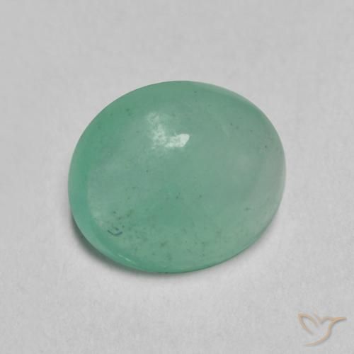 0.78 ct Green Emerald Stone, Natural Emerald in Oval Cabochon Shape for Sale
