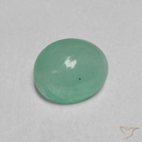 0.36 ct Green Emerald Stone, Natural Emerald in Oval Cabochon Shape for Sale