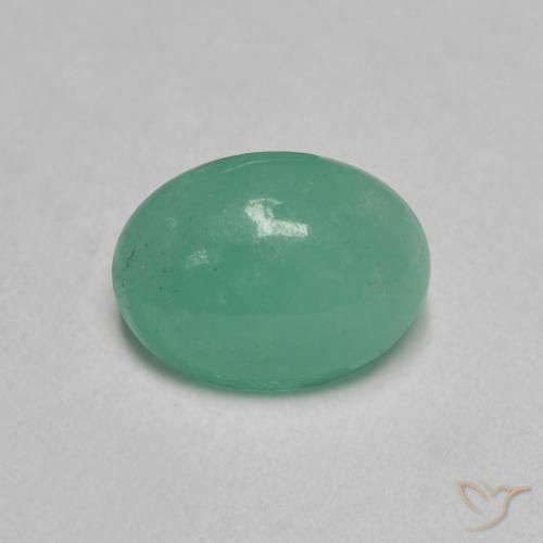 0.78 ct Green Emerald Stone, Natural Emerald in Oval Cabochon Shape for Sale