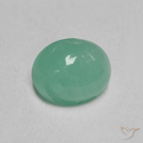 0.64 ct Green Emerald Stone, Natural Emerald in Oval Cabochon Shape for Sale