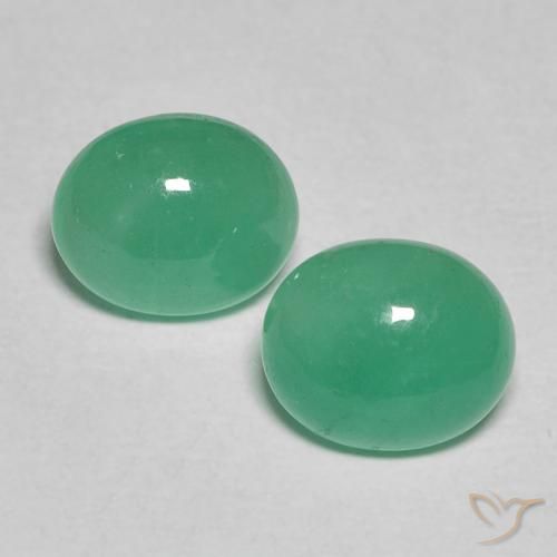 1.49 ctw Green Emerald Stones, Natural Emerald in Oval Cabochon Shape for Sale