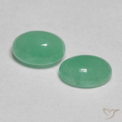 0.61 ctw Green Emerald Stones, Natural Emerald in Oval Cabochon Shape for Sale