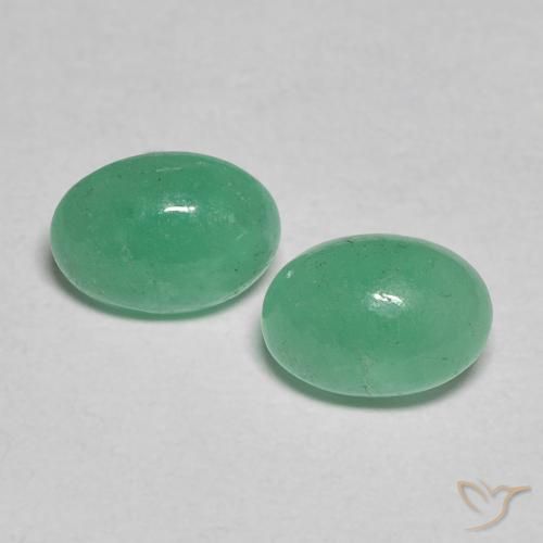 0.95 ctw Green Emerald Stones, Natural Emerald in Oval Cabochon Shape for Sale