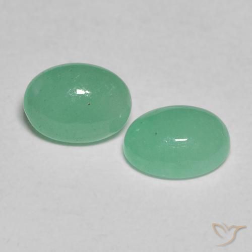 0.97 ctw Green Emerald Stones, Natural Emerald in Oval Cabochon Shape for Sale