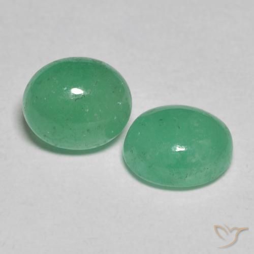 1.83 ctw Green Emerald Stones, Natural Emerald in Oval Cabochon Shape for Sale