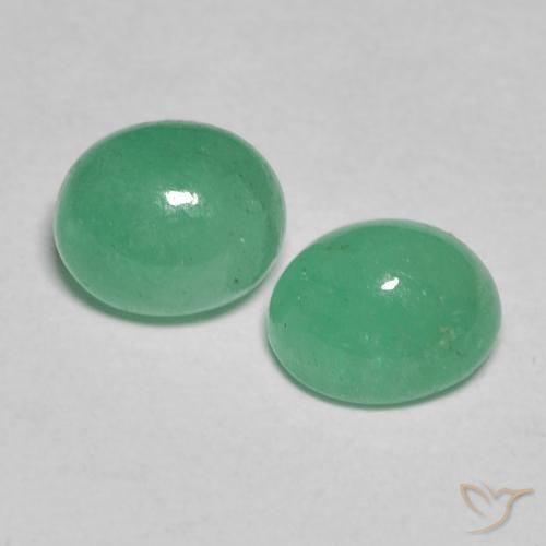 1.58 ctw Green Emerald Stones, Natural Emerald in Oval Cabochon Shape for Sale