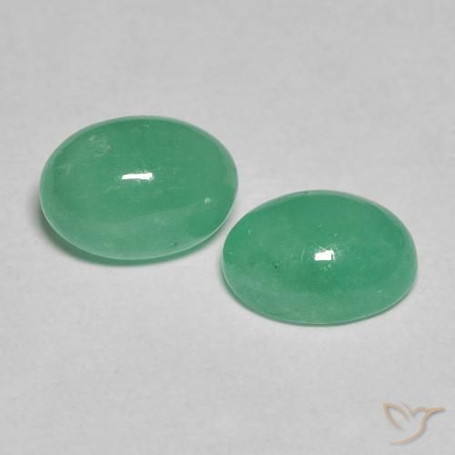 1.64 ctw Green Emerald Stones, Natural Emerald in Oval Cabochon Shape for Sale