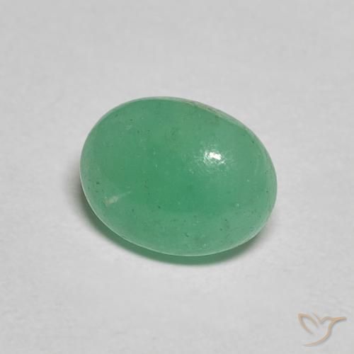 1.12 ct Green Emerald Stone, Natural Emerald in Oval Cabochon Shape for Sale