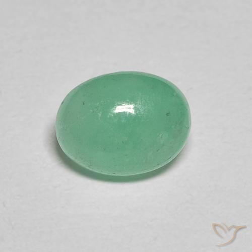 0.91 ct Green Emerald Stone, Natural Emerald in Oval Cabochon Shape for Sale