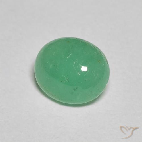 1.04 ct Green Emerald Stone, Natural Emerald in Oval Cabochon Shape for Sale
