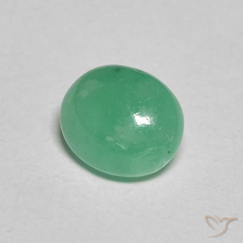 1.11 ct Green Emerald Stone, Natural Emerald in Oval Cabochon Shape for Sale