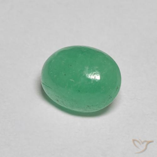 1.08 ct Green Emerald Stone, Natural Emerald in Oval Cabochon Shape for Sale