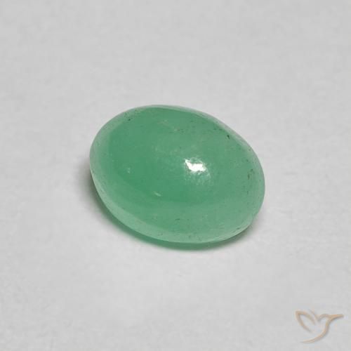 0.66 ct Green Emerald Stone, Natural Emerald in Oval Cabochon Shape for Sale