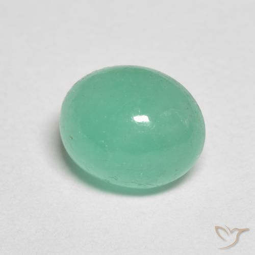 1.41 ct Green Emerald Stone, Natural Emerald in Oval Cabochon Shape for Sale
