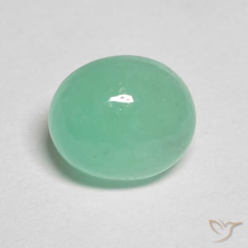 1.40 ct Green Emerald Stone, Natural Emerald in Oval Cabochon Shape for Sale
