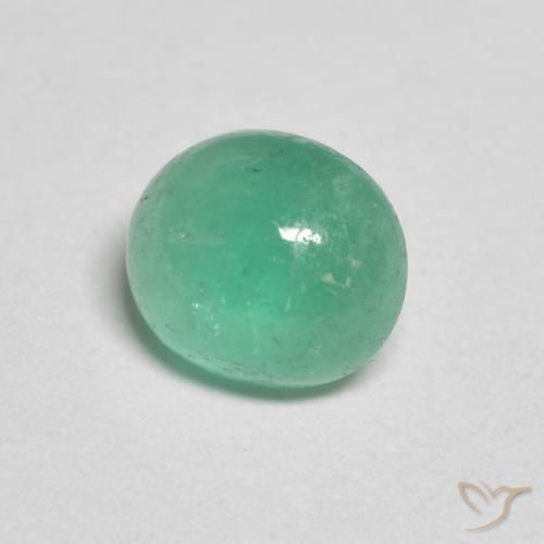 1.07 ct Green Emerald Stone, Natural Emerald in Oval Cabochon Shape for Sale