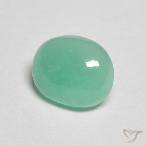 1.12 ct Green Emerald Stone, Natural Emerald in Oval Cabochon Shape for Sale