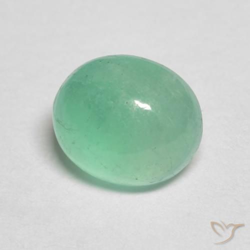 0.88 ct Green Emerald Stone, Natural Emerald in Oval Cabochon Shape for Sale