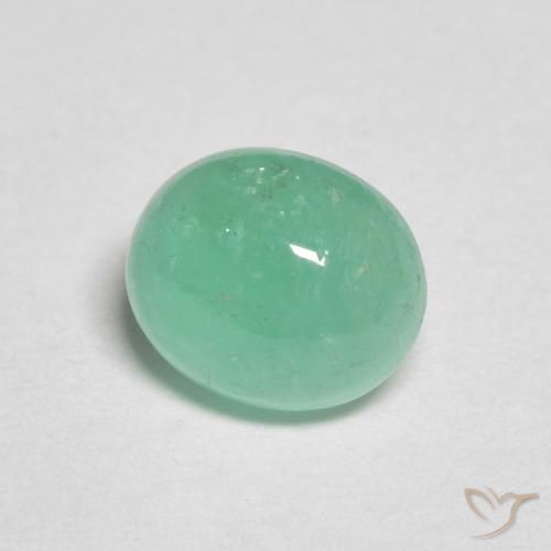 0.61 ct Green Emerald Stone, Natural Emerald in Oval Cabochon Shape for Sale