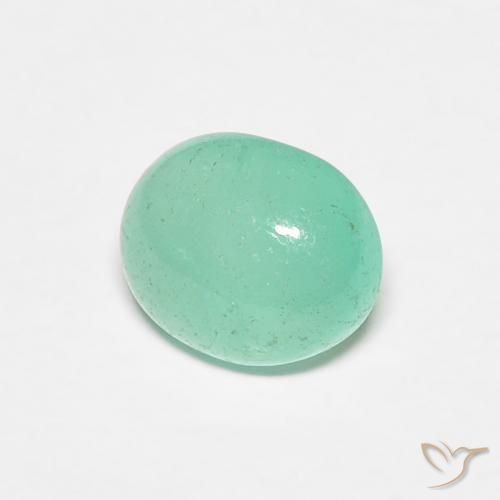 0.90 ct Green Emerald Stone, Natural Emerald in Oval Cabochon Shape for Sale