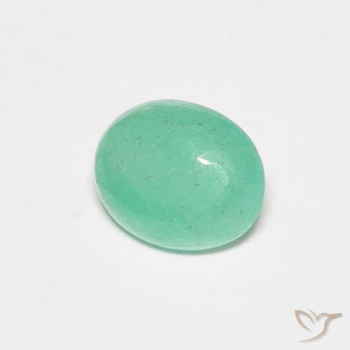 0.67 ct Green Emerald Stone, Natural Emerald in Oval Cabochon Shape for Sale