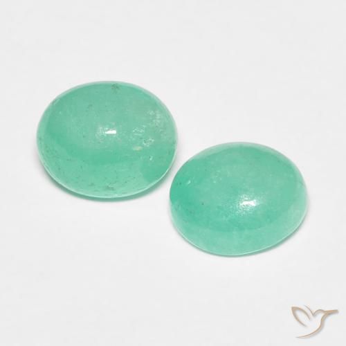 1.49 ctw Green Emerald Stones, Natural Emerald in Oval Cabochon Shape for Sale