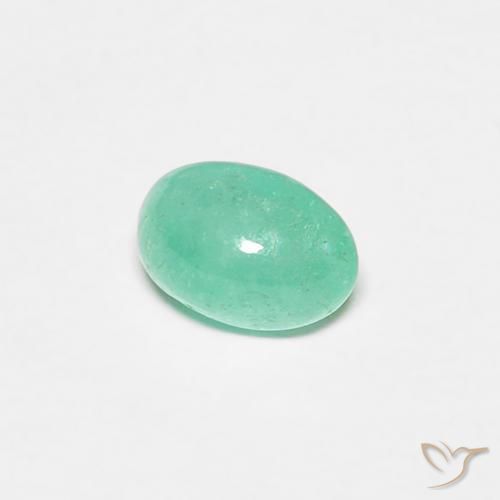 0.44 ct Green Emerald Stone, Natural Emerald in Oval Cabochon Shape for Sale