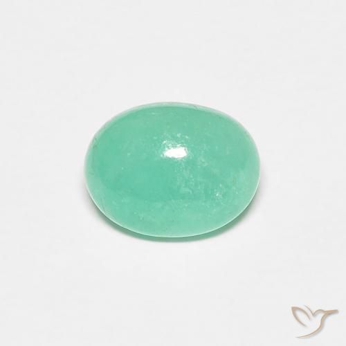 1.12 ct Green Emerald Stone, Natural Emerald in Oval Cabochon Shape for Sale