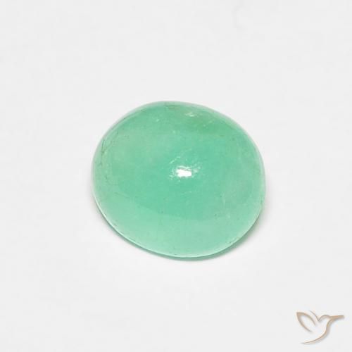 0.77 ct Green Emerald Stone, Natural Emerald in Oval Cabochon Shape for Sale
