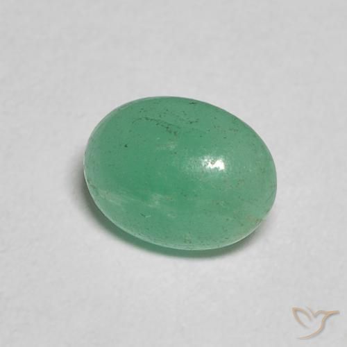 0.75 ct Green Emerald Stone, Natural Emerald in Oval Cabochon Shape for Sale