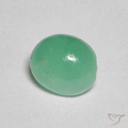 0.91 ct Green Emerald Stone, Natural Emerald in Oval Cabochon Shape for Sale