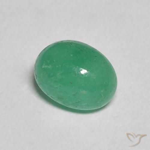 0.96 ct Green Emerald Stone, Natural Emerald in Oval Cabochon Shape for Sale