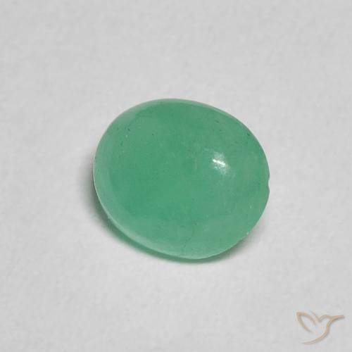 0.66 ct Green Emerald Stone, Natural Emerald in Oval Cabochon Shape for Sale