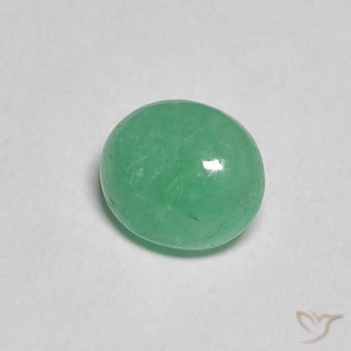 0.95 ct Green Emerald Stone, Natural Emerald in Oval Cabochon Shape for Sale