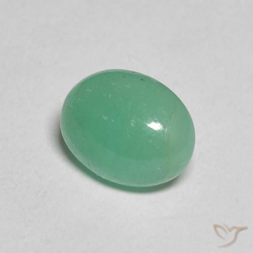 1.75 ct Green Emerald Stone, Natural Emerald in Oval Cabochon Shape for Sale