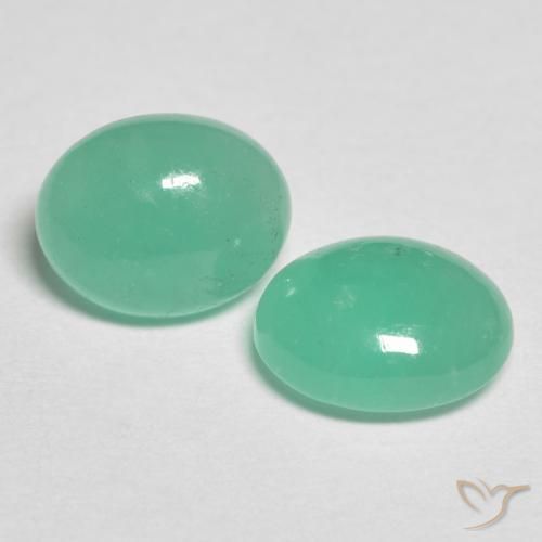 1.93 ctw Green Emerald Stones, Natural Emerald in Oval Cabochon Shape for Sale