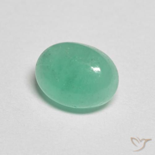 1.20 ct Green Emerald Stone, Natural Emerald in Oval Cabochon Shape for Sale