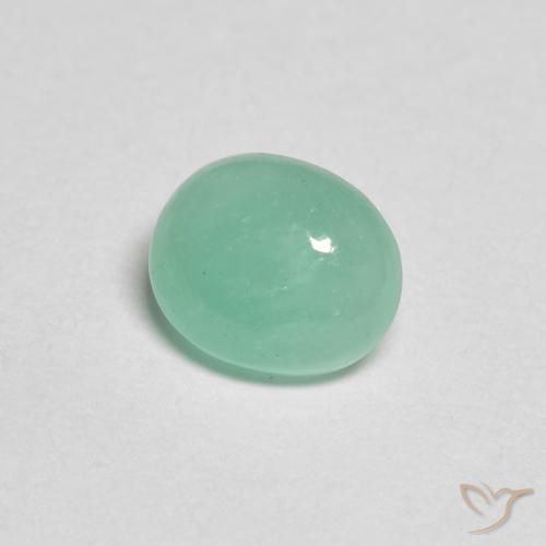 0.69 ct Green Emerald Stone, Natural Emerald in Oval Cabochon Shape for Sale