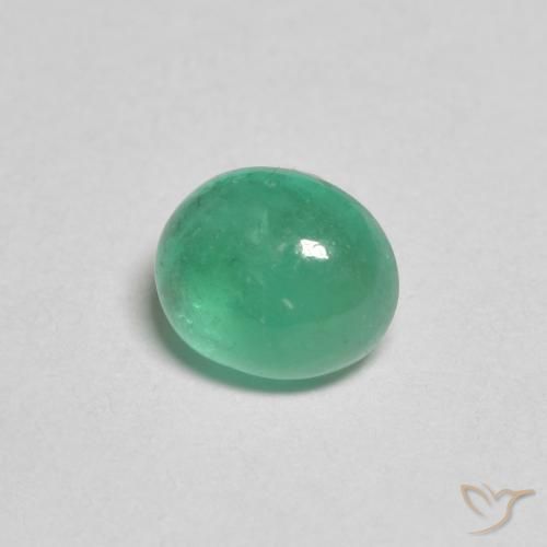 0.68 ct Green Emerald Stone, Natural Emerald in Oval Cabochon Shape for Sale