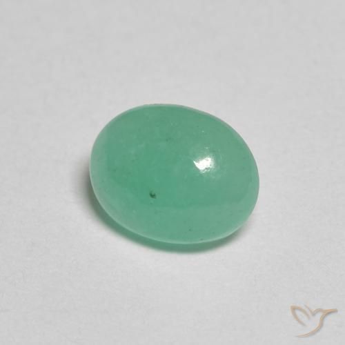 0.78 ct Green Emerald Stone, Natural Emerald in Oval Cabochon Shape for Sale