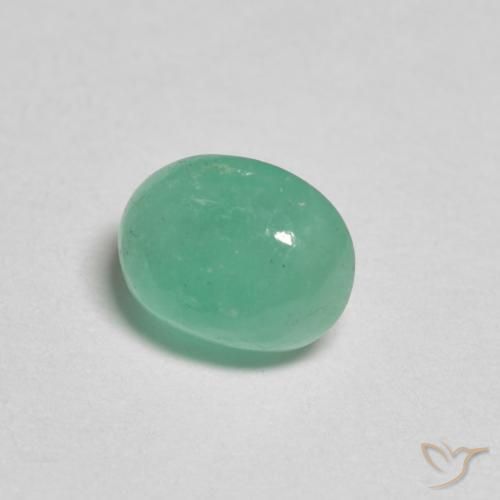 0.77 ct Green Emerald Stone, Natural Emerald in Oval Cabochon Shape for Sale