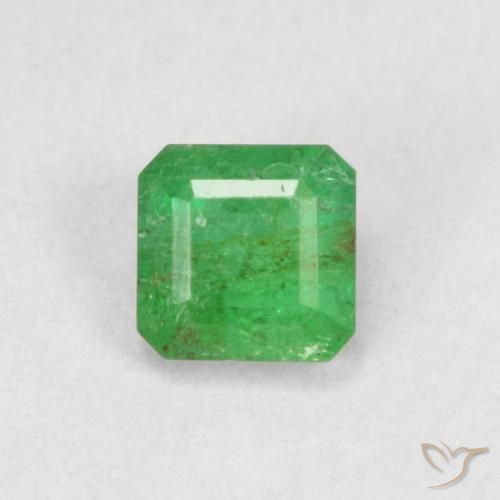 0.44 ct Green Emerald Stone, Natural Emerald in Octagon Step Cut Shape for Sale