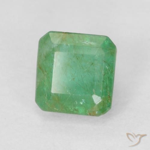 0.45 ct Green Emerald Stone, Natural Emerald in Octagon Step Cut Shape for Sale