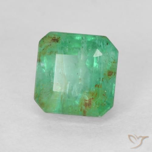 0.45 ct Green Emerald Stone, Natural Emerald in Octagon Step Cut Shape for Sale