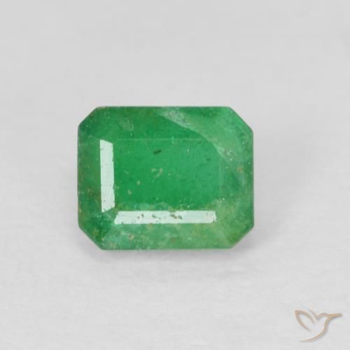 4.9 x 4mm Octagon Step Cut Green Emerald from Colombia, Weight of 0.44ct, Natural oiled Gemstone in SI Clarity, 1pc Emerald - Color: Bright Green, Mohs Hardness of 7.5 - 8 suitable for daily wear jewelry, May Birthstone, Photo A
