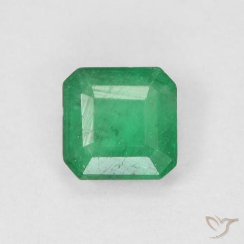 Émeraude Vert Octogone / coupe Émeraude 4 x 3,9mm de Colombie, poids de 0,27 ct, pierre gemme naturelle huilé de pureté si, 1 pièce d'émeraude octagon step cut, couleur : Vert jade, dureté de Mohs de 7.5 à 8 convient aux bijoux de tous les jours, pierre de sagesse, Mardi Gemme, Photo A