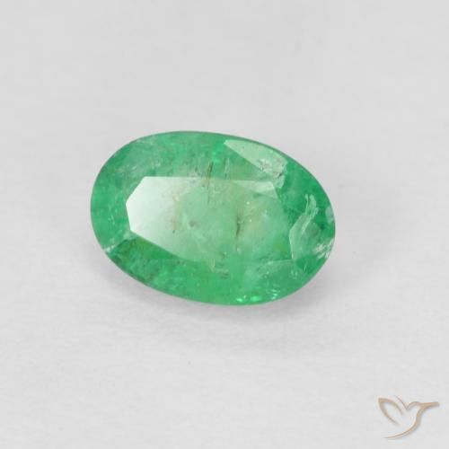 0.54 ct Green Emerald Stone, Natural Emerald in Oval Facet Shape for Sale