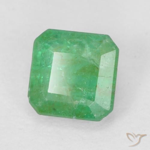 0.34 ct Green Emerald Stone, Natural Emerald in Octagon Step Cut Shape for Sale